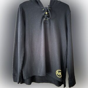 Michael Kors Black Top with hood and Gold Accents
